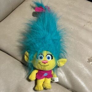Trolls Plush Toy with Turquoise Hair and Yellow Body